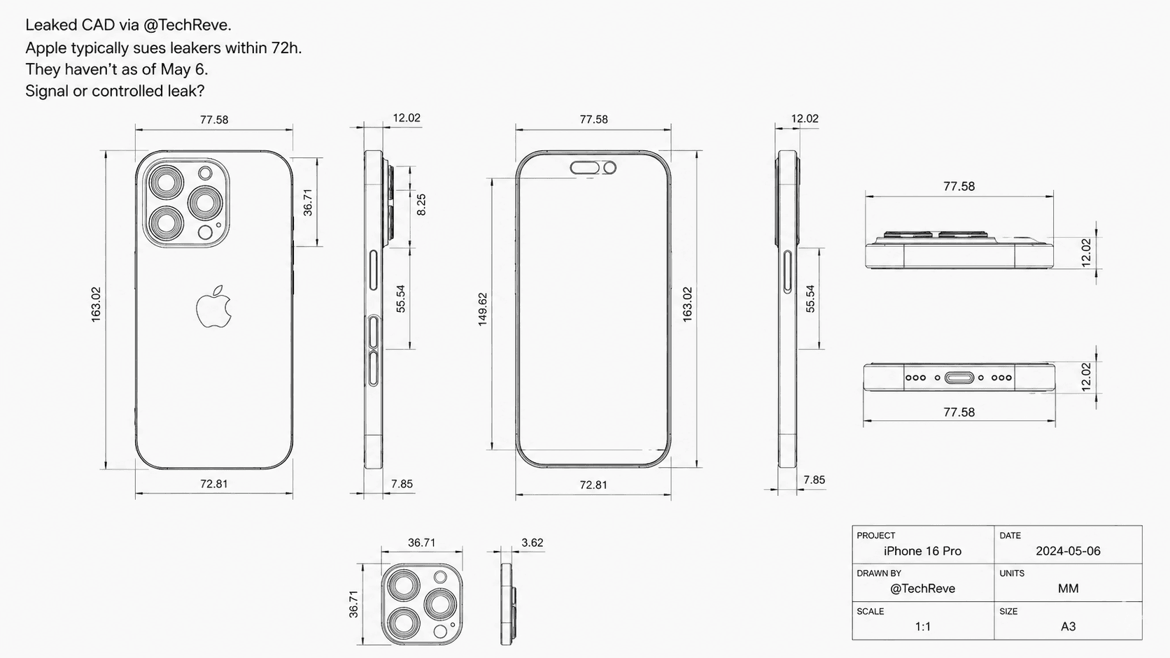 Leaked Apple iPhone CAD design via TechReve raising questions about controlled leaks and Apple secrecy strategy in 2026