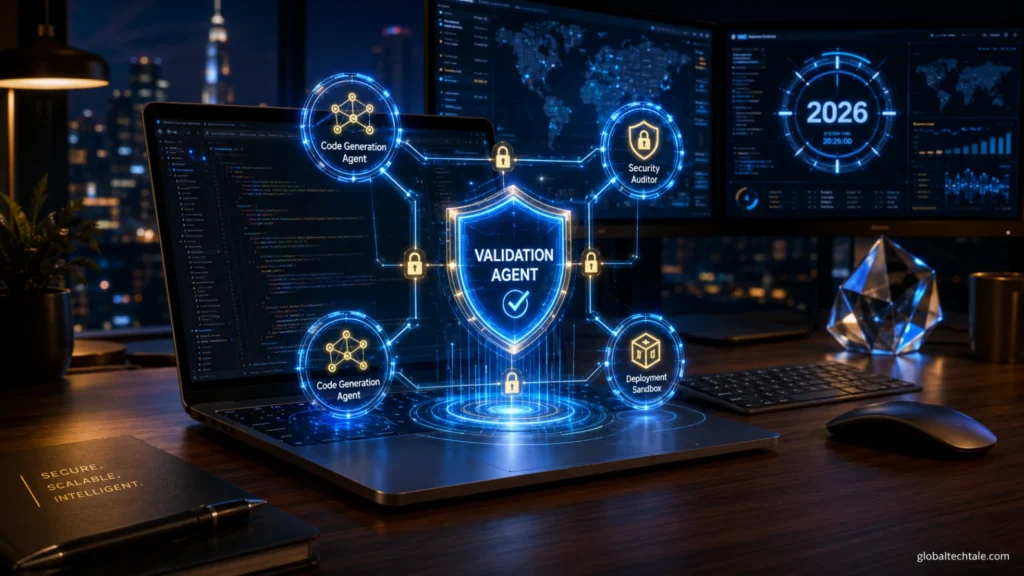 The Reality of Vibe Coding in 2026: Secure App Scaling 2 Reality of Vibe Coding secure multi-agent AI framework architecture diagram for GlobalTechTales.